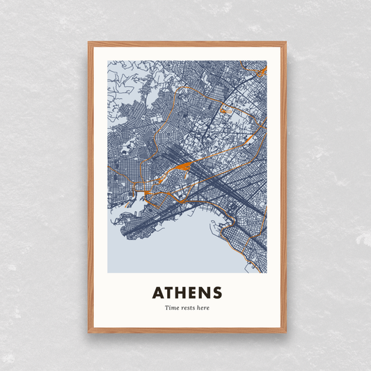 Athens City Map - Printed