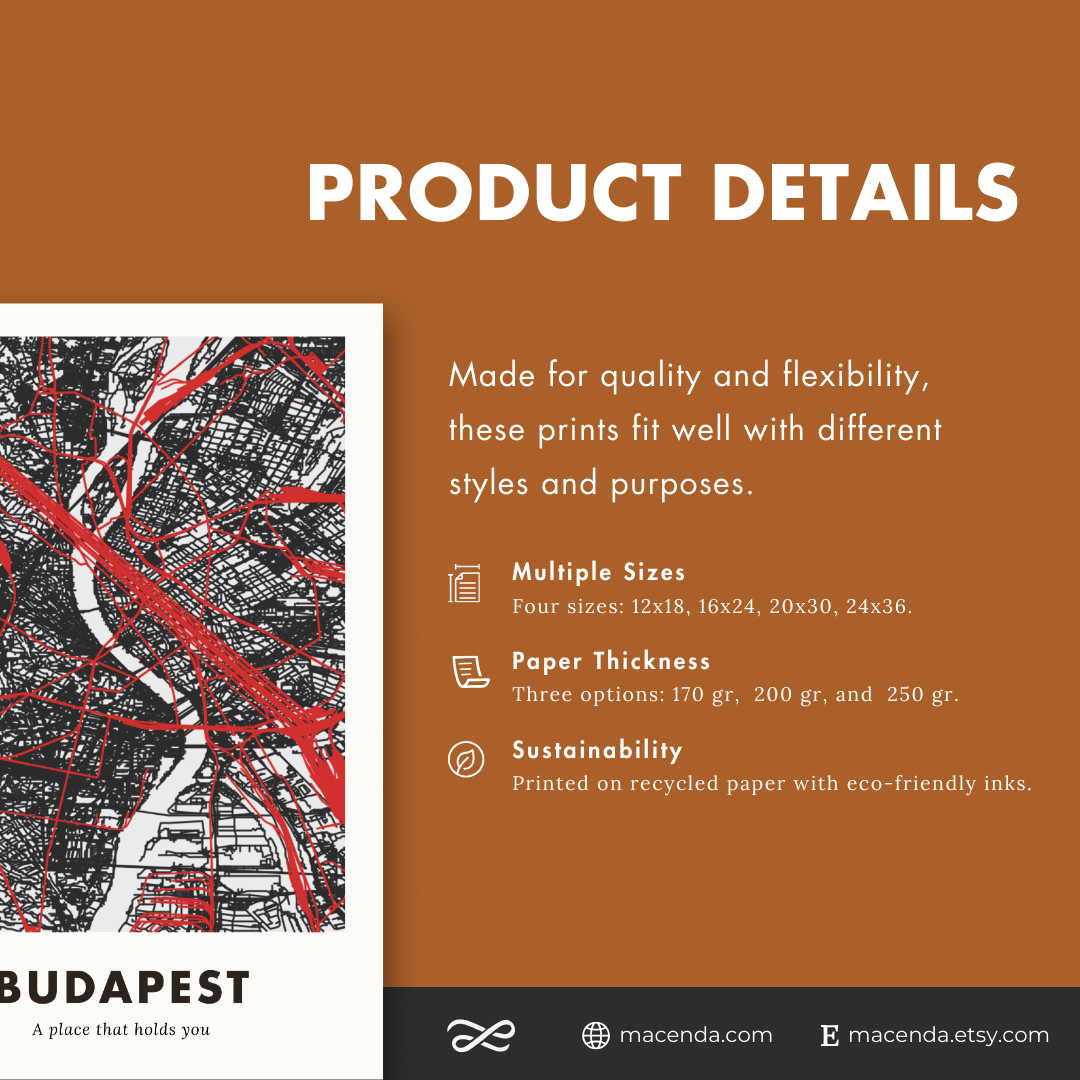 Budapest City Map - Printed