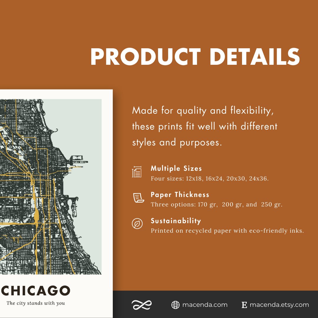 Chicago City Map - Printed