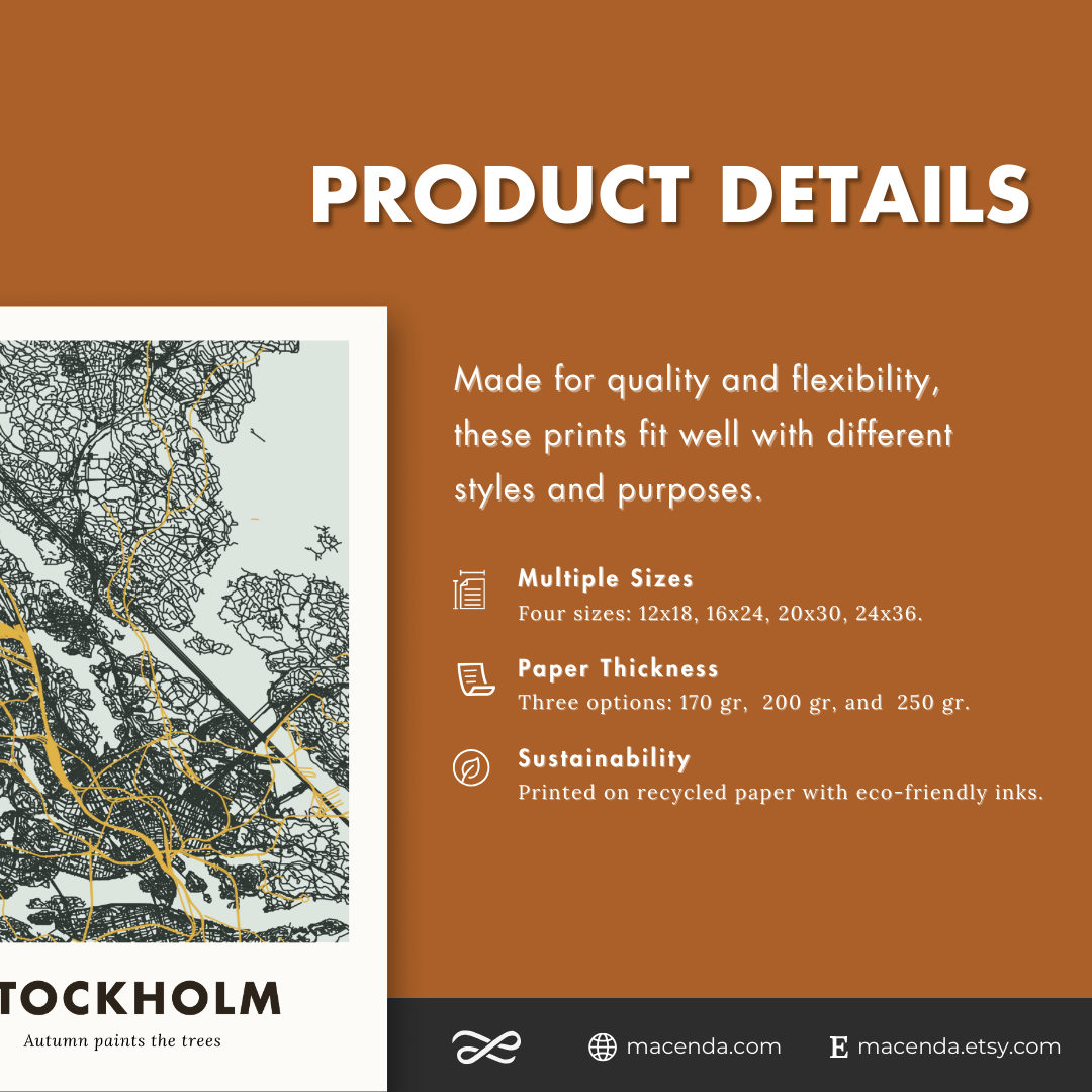 Stockholm City Map - Printed