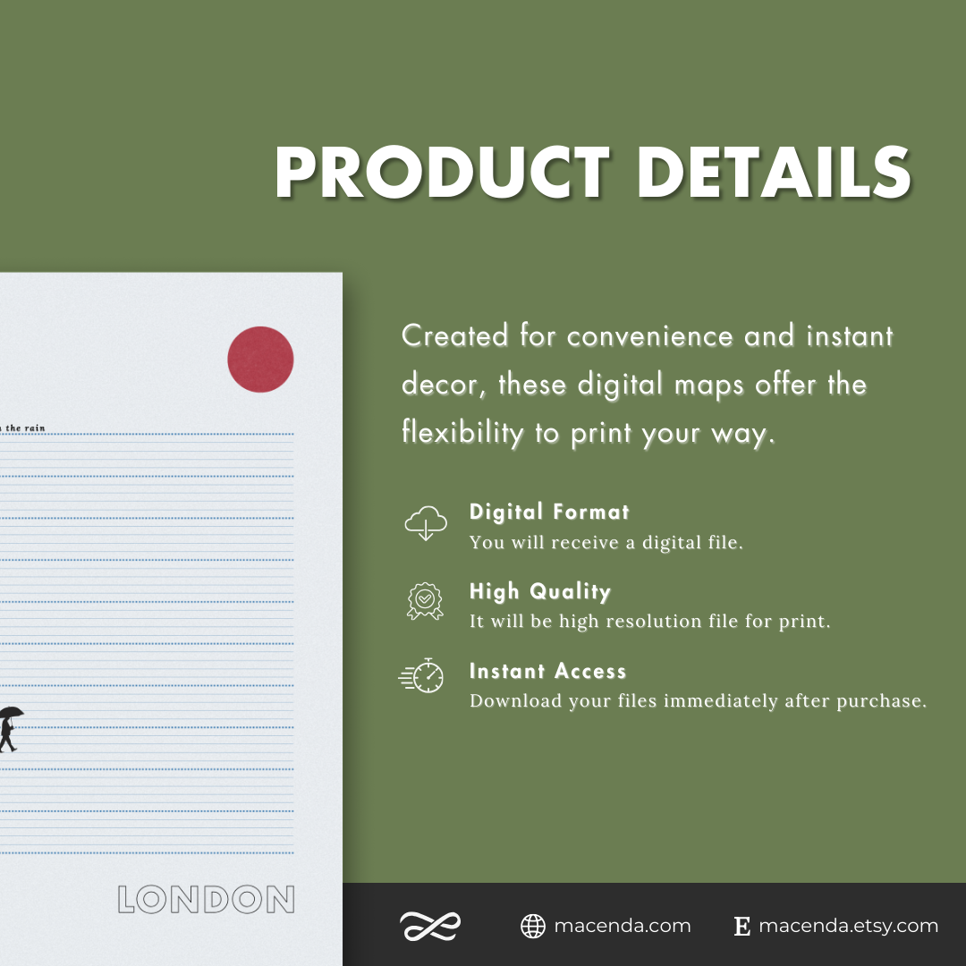 London Rain Poster - Digital
