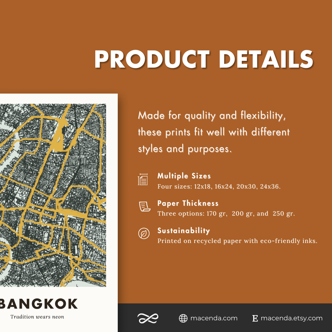 Bangkok City Map - Printed