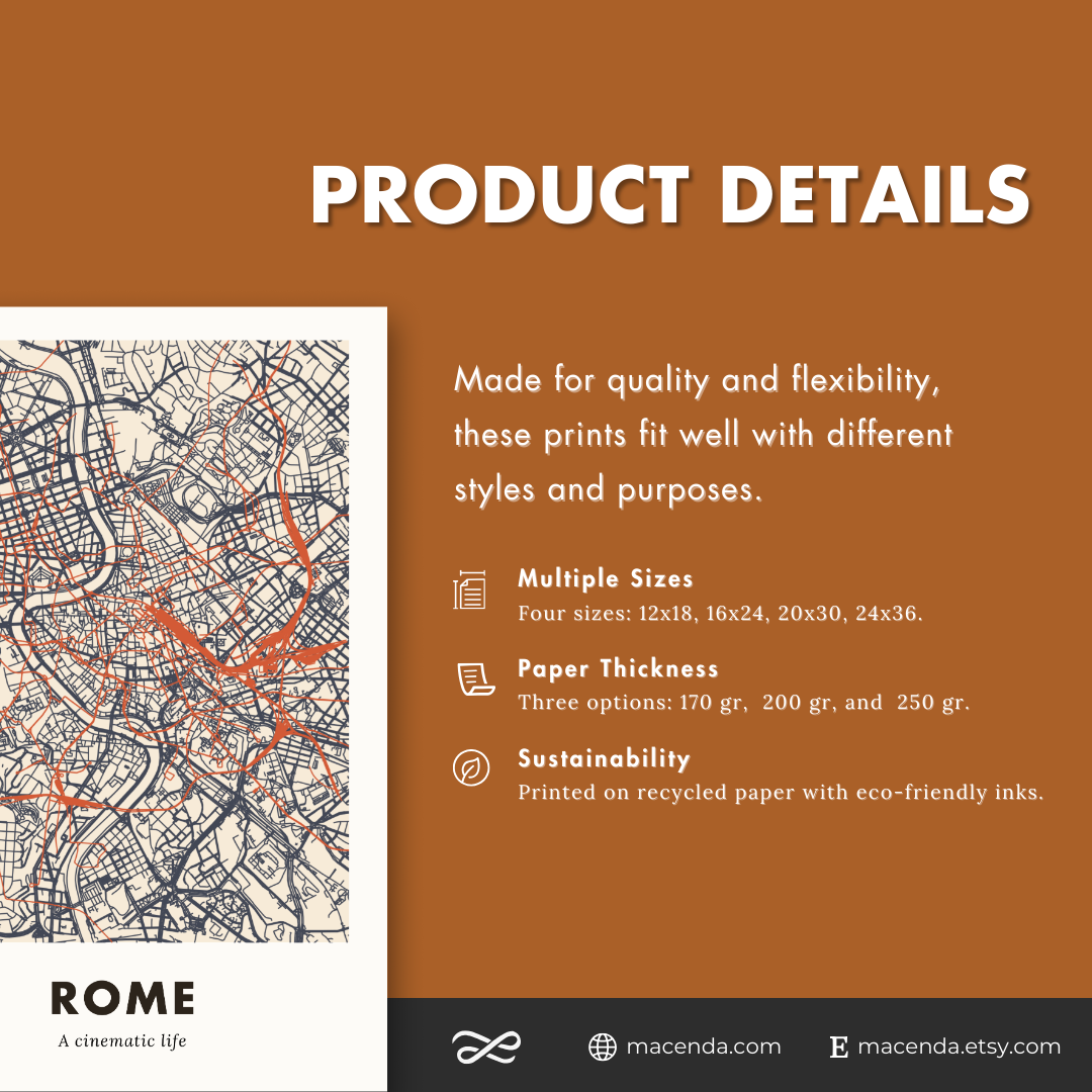 Rome City Map - Printed