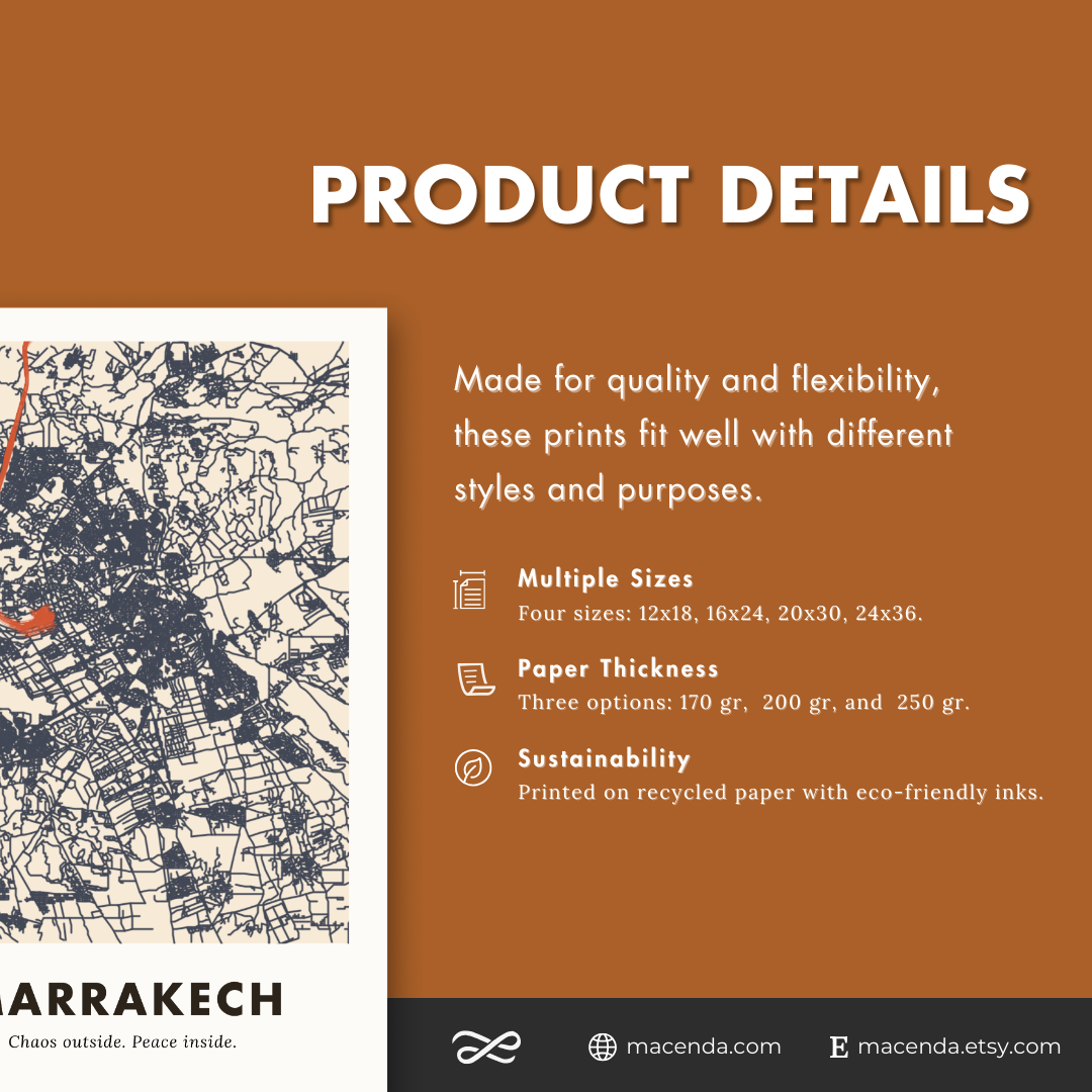 Marrakesh City Map - Printed