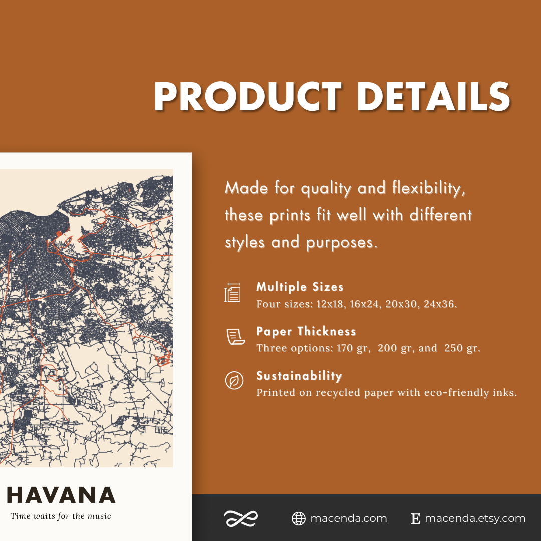 Havana City Map - Printed