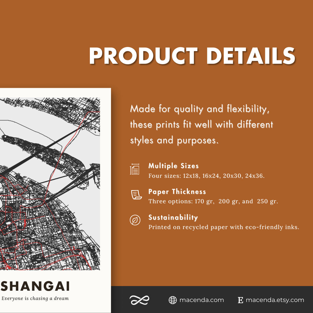 Shanghai City Map - Printed