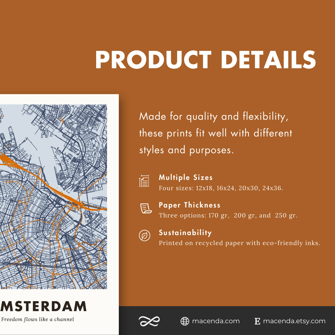 Amsterdam City Map - Printed