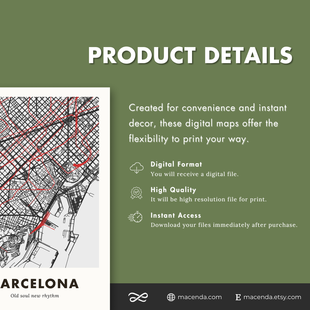 Barcelona City Map - Digital