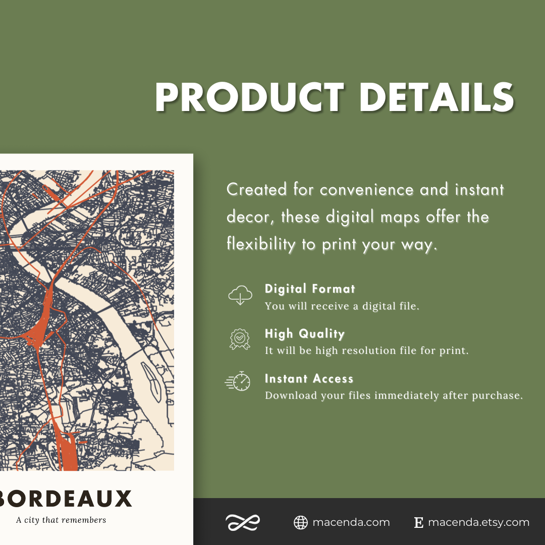 Bordeaux Map Poster - Digital