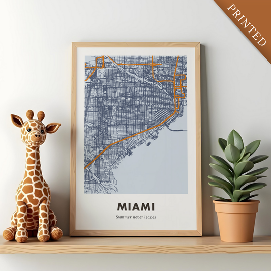 Miami City Map - Printed