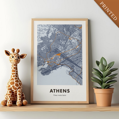 Athens City Map - Printed