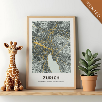Zurich City Map - Printed