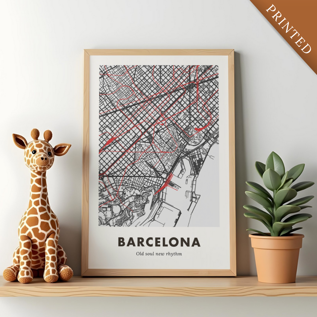 Barcelona City Map - Printed