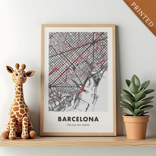Barcelona City Map - Printed
