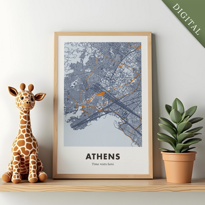 Athens City Map - Digital