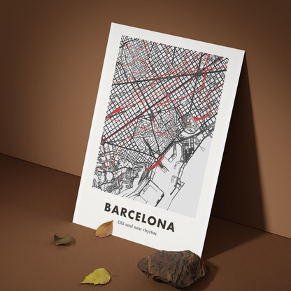 Barcelona City Map - Printed