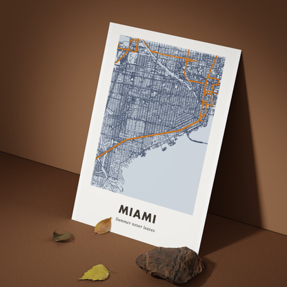 Miami City Map - Printed