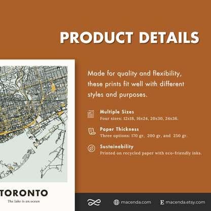 Toronto City Map - Printed