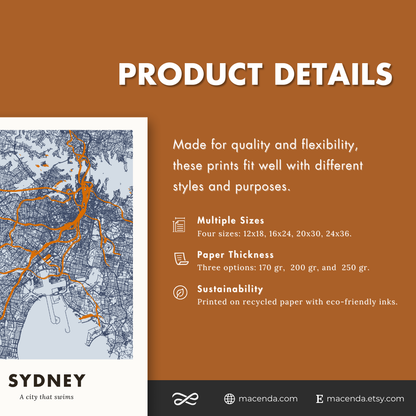 Sydney City Map - Printed