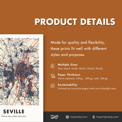 Seville City Map - Printed