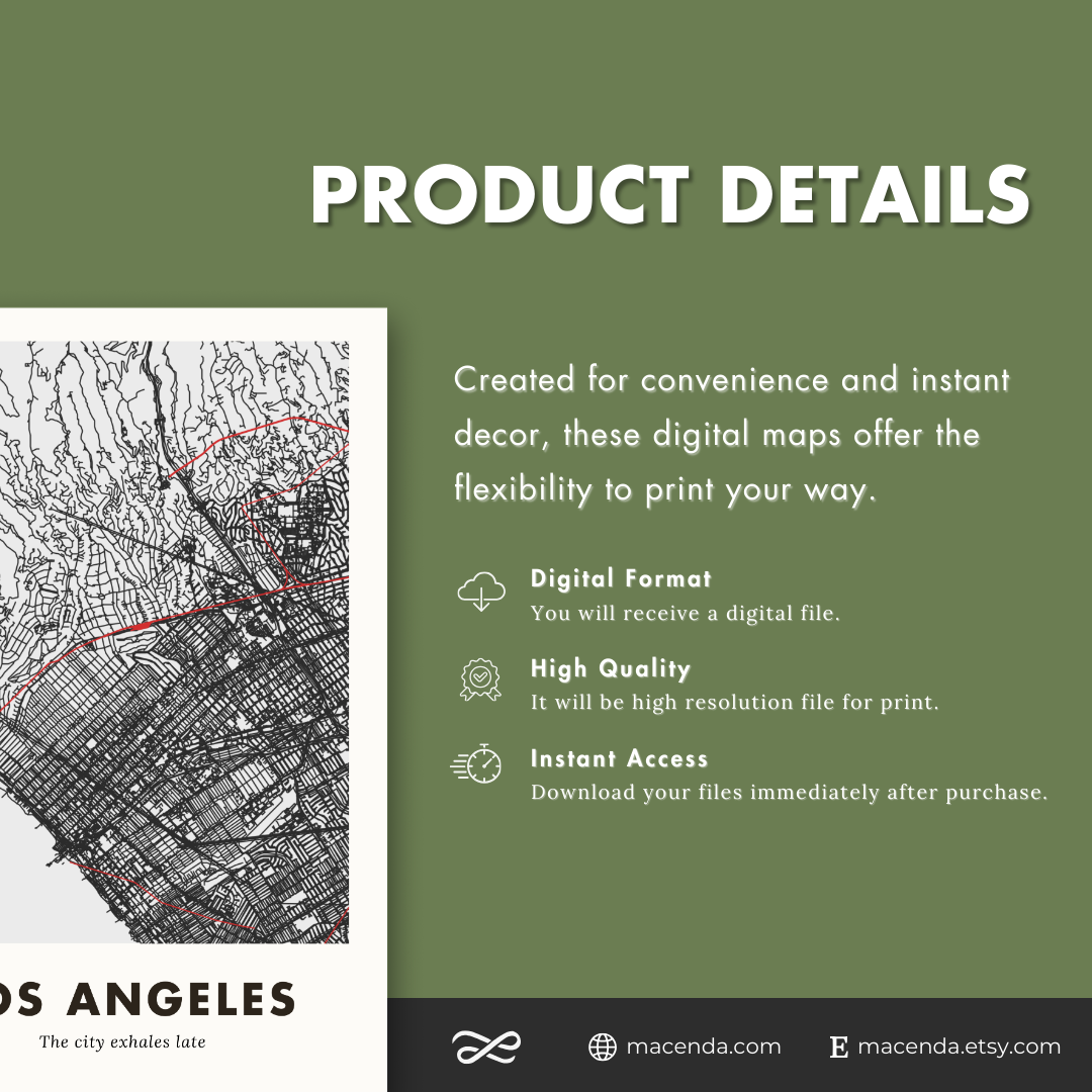 Los Angeles City Map - Digital