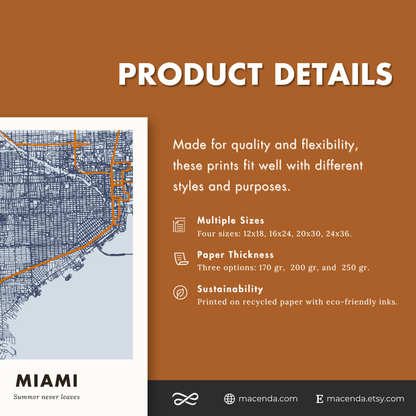 Miami City Map - Printed