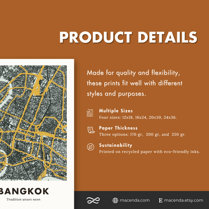 Bangkok City Map - Printed