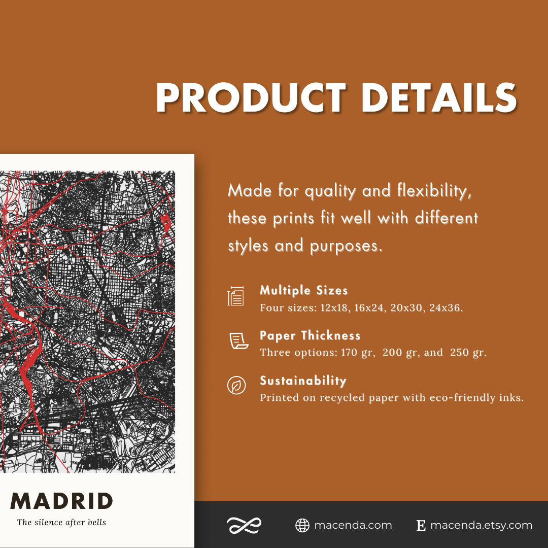 Madrid City Map - Printed