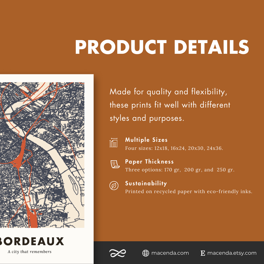 Bordeaux City Map - Printed