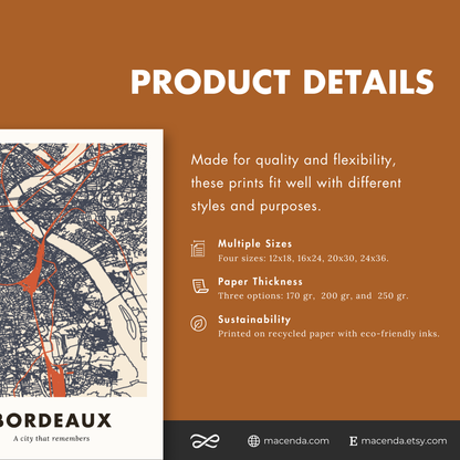 Bordeaux City Map - Printed