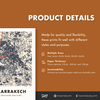 Marrakesh City Map - Printed