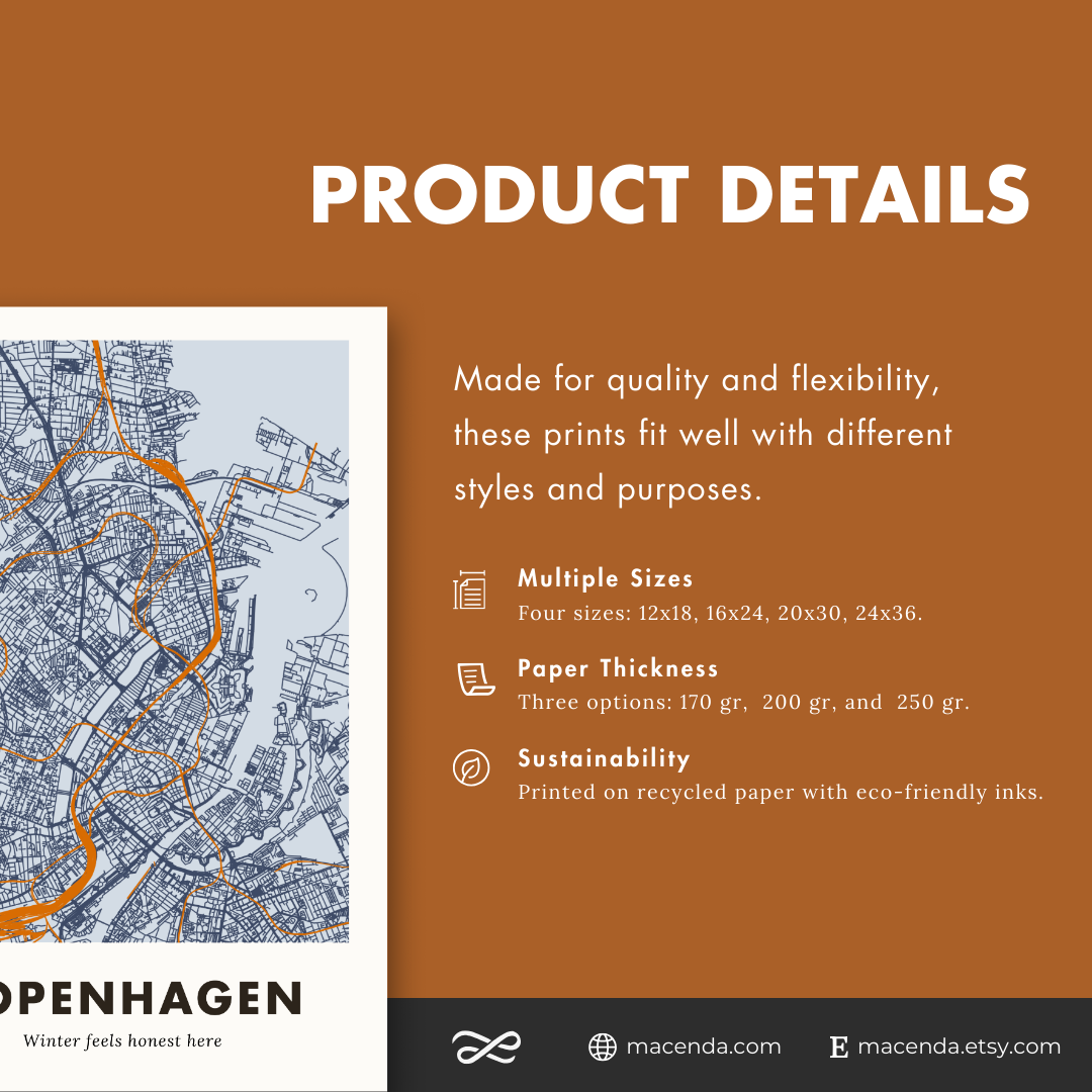 Copenhagen City Map - Printed