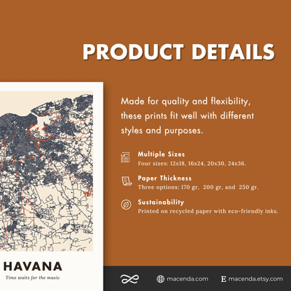 Havana City Map - Printed