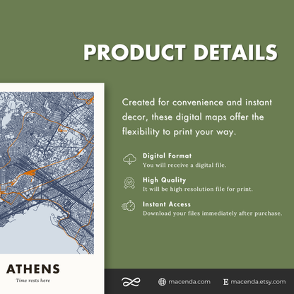 Athens City Map - Digital