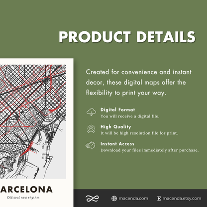 Barcelona City Map - Digital