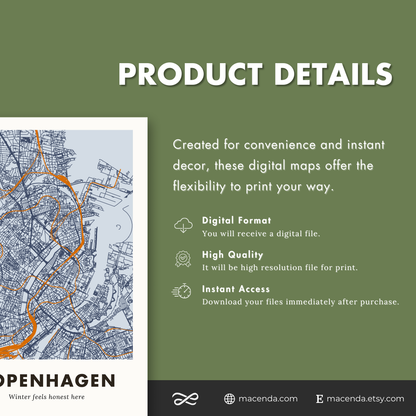 Copenhagen City Map - Digital